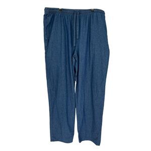 The Vermont Country Store Pants Women's Size Large Blue Drawstring 100% Cotton